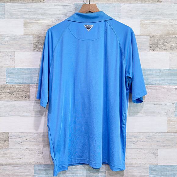 Columbia PFG Golf Tech Polo Shirt Blue Short Sleeve Casual Fishing Mens XL - Picture 4 of 7